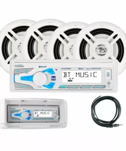 DUAL MXCP494BTS Marine Digital Media and Bluetooth Receiver Package with 4 Speakers and Splash Guard