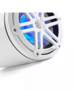 JL AUDIO M3-770ETXv3-Gw-S-Gw-i 7.7" Enclosed Marine Coaxial Speaker System, Gloss White, White Sport Grilles with RGB LED Lighting